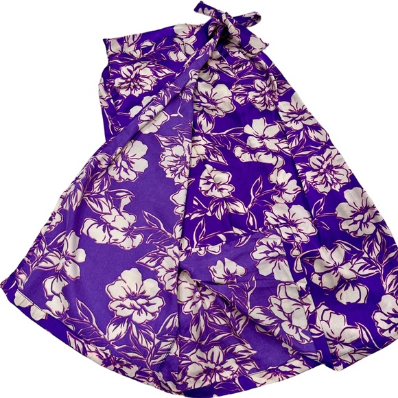 Japna • Women’s Boho Purple Rayon Floral Faux Wrap Midi Skirt M NWOT - Picture 3 of 6